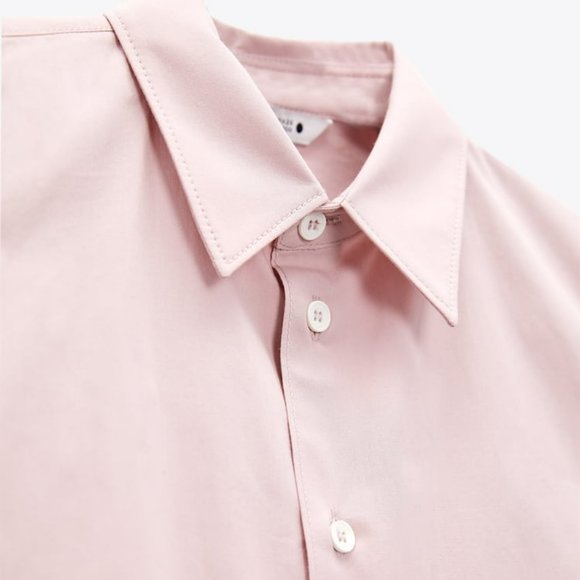 Zara Poplin Shirt Light Pink Sz M - Picture 7 of 12